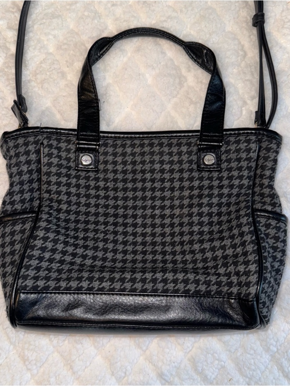 Thirty-one Grey Houndstooth Tote Bag with Black Trim